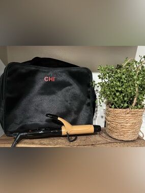 CHI Gold and Black Mini Curling Iron with Storage Case